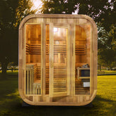 Patchwork Red Cedar Outdoor Square Sauna – Traditional Steam Kit